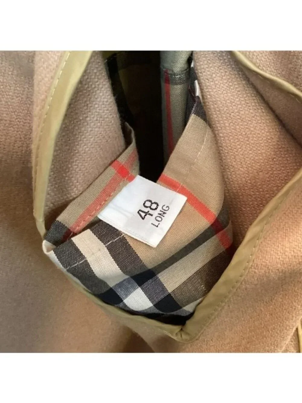 Burberry’s Nova Check Wool Lined Belted Mens Tan Trench Coat 48L